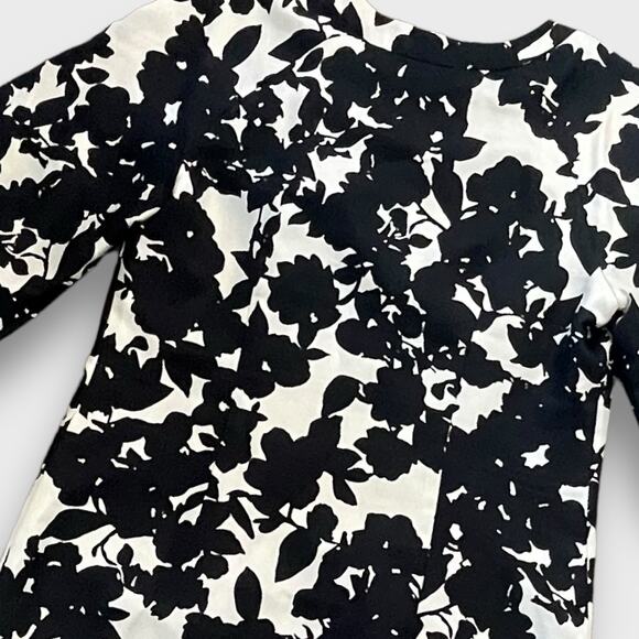 BANANA REPUBLIC SILK 60S MOD FLORAL SHIFT DRESS BLACK CREAM MEDIUM - Picture 4 of 8